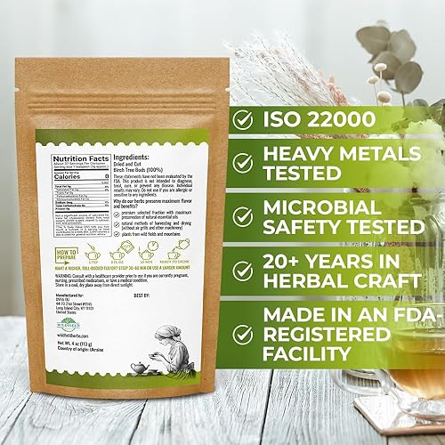 Miniatura 4 de 4 onzas. Brotes de Árbol de Abedul Hierbas (Betulae Gemmae) - 113g Brotes de Árbol de Abedul Seco Betula Pendula Té de Hierbas Hojas Te De Abedul