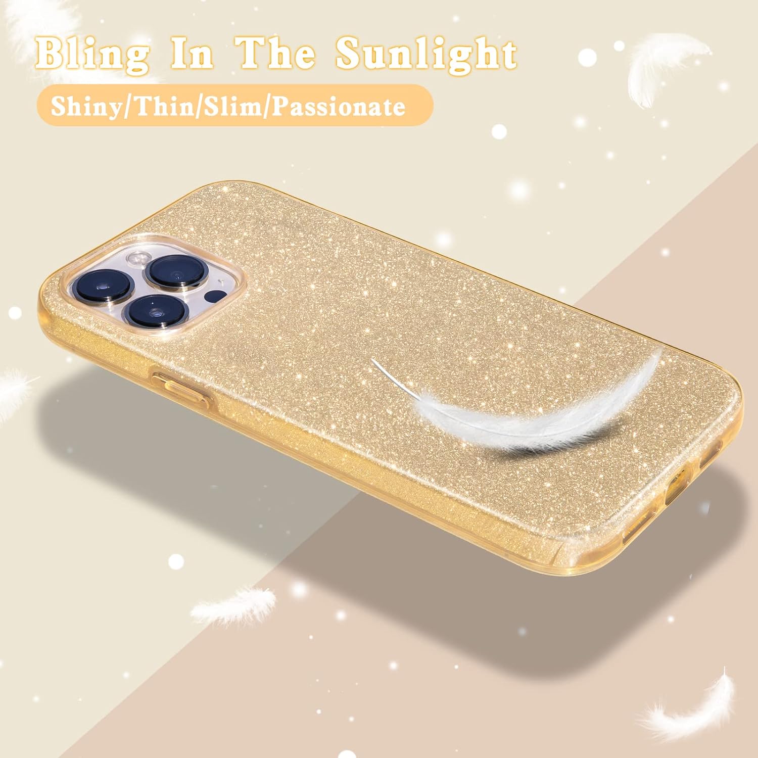 MATEPROX Compatible with iPhone 13 Pro case Bling Sparkle Cute Girls Women Protective Cover for iPhone 13 Pro 6.1" 2021(Gold)
