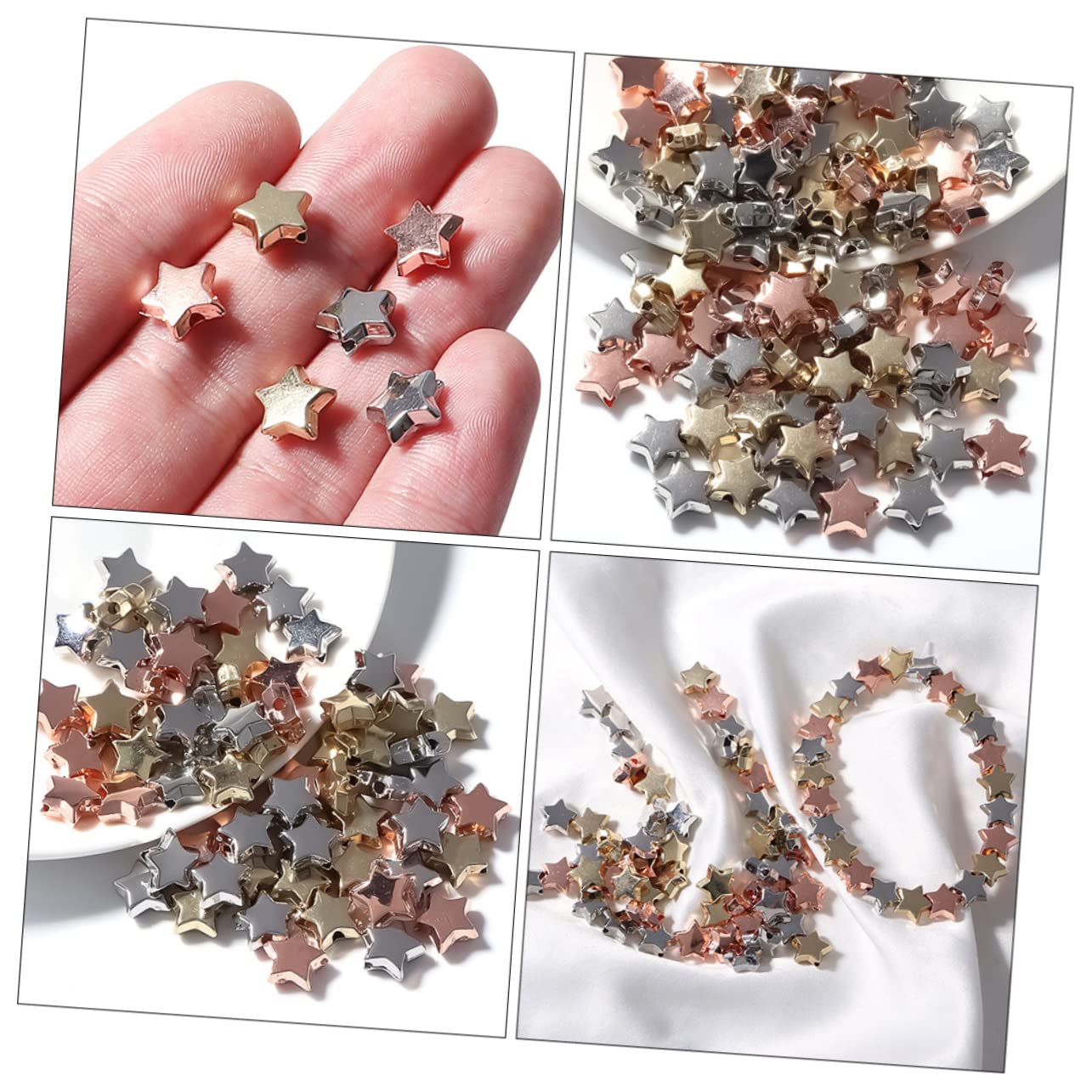 NUOBESTY 300 Piezas De Cuentas Espaciadoras De Pentagrama Collar De Estrella Cuentas De Estrella De Metal DIY Dijes En Forma De a Y Surtidos De Pendiente De