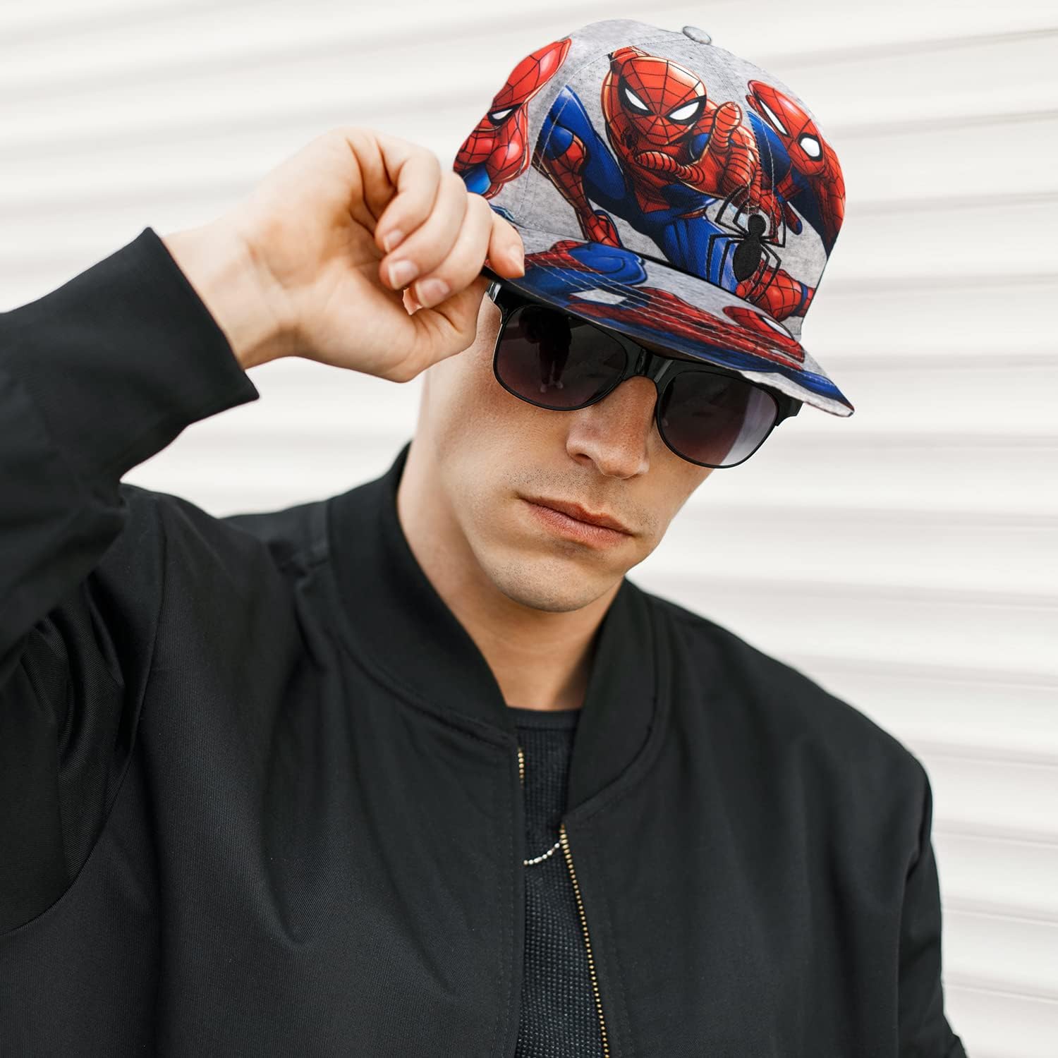 Marvel Comics Mens Spiderman Character Costume Embroidered/Printed Snapback Flatbrim Baseball Cap Hat - Image 5
