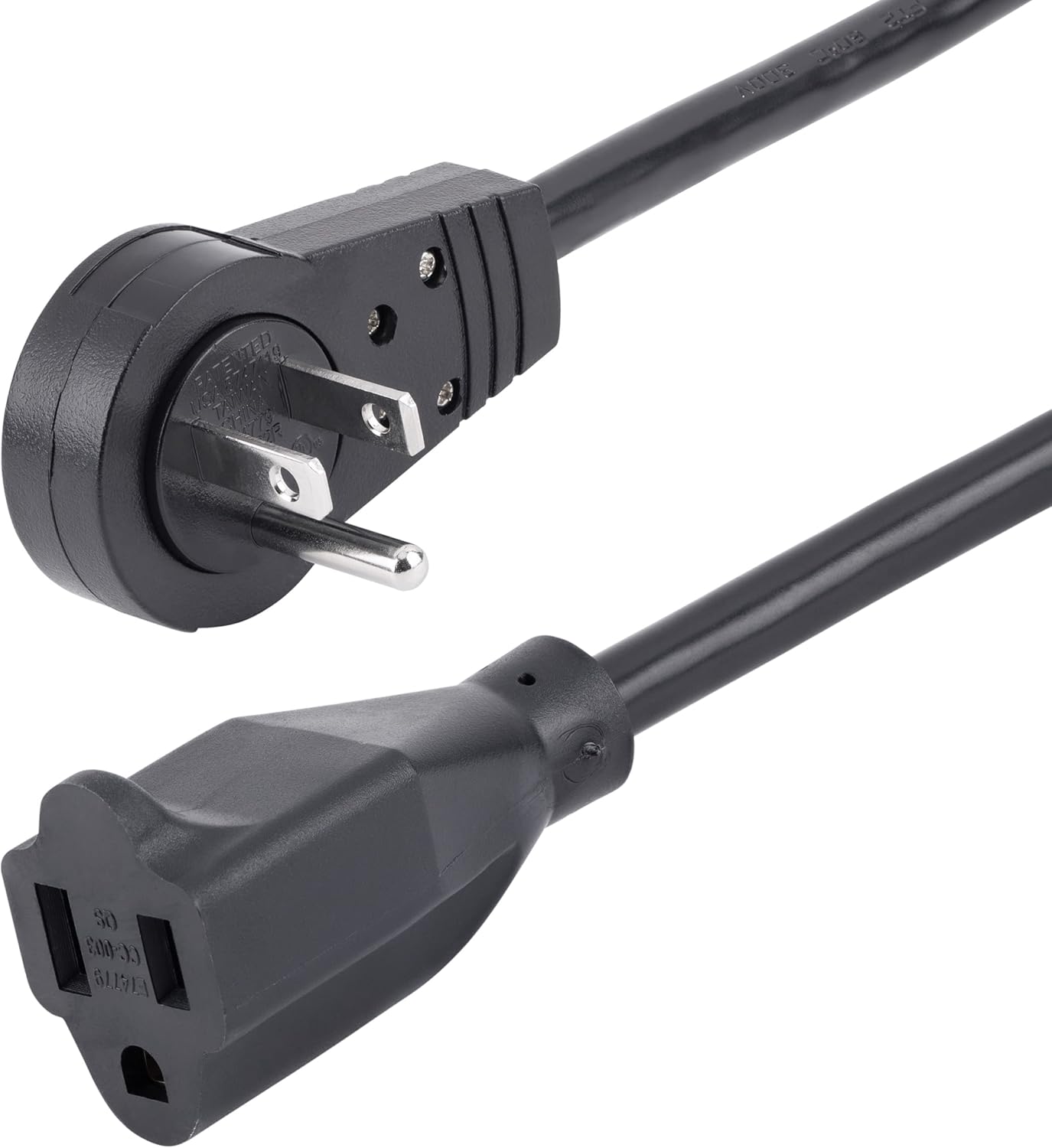 StarTech.com 6ft (2m) Power Extension Cord - 360° Rotating Flat Plug Extension Cord - NEMA 5-15P to NEMA 5-15R, 16 AWG, 125V/13A - Black Short 3-Prong Power Extender Cable (RTPAC1016)