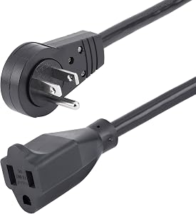 StarTech.com 6ft (2m) Power Extension Cord - 360° Rotating Flat Plug Extension Cord - NEMA 5-15P to NEMA 5-15R, 16 AWG, 125V/13A - Black Short 3-Prong Power Extender Cable (RTPAC1016)