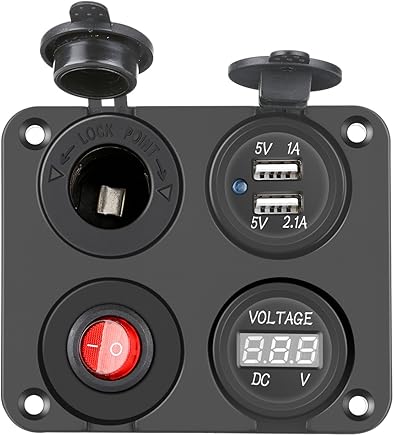 PullPritt Panel del interruptor del cargador del coche 4 en 1, Funci?n Cargador dual USB 2.1A y 1A + Volt?metro LED + Interruptor, para el Barco Coche Dispositivos digitales marinos PullPritt Panel del interruptor del cargador del coche 4 en 1, Funci?n Cargador dual USB 2.1A y 1A + Volt?metro LED + Interruptor, para el Barco Coche Dispositivos digitales marinos