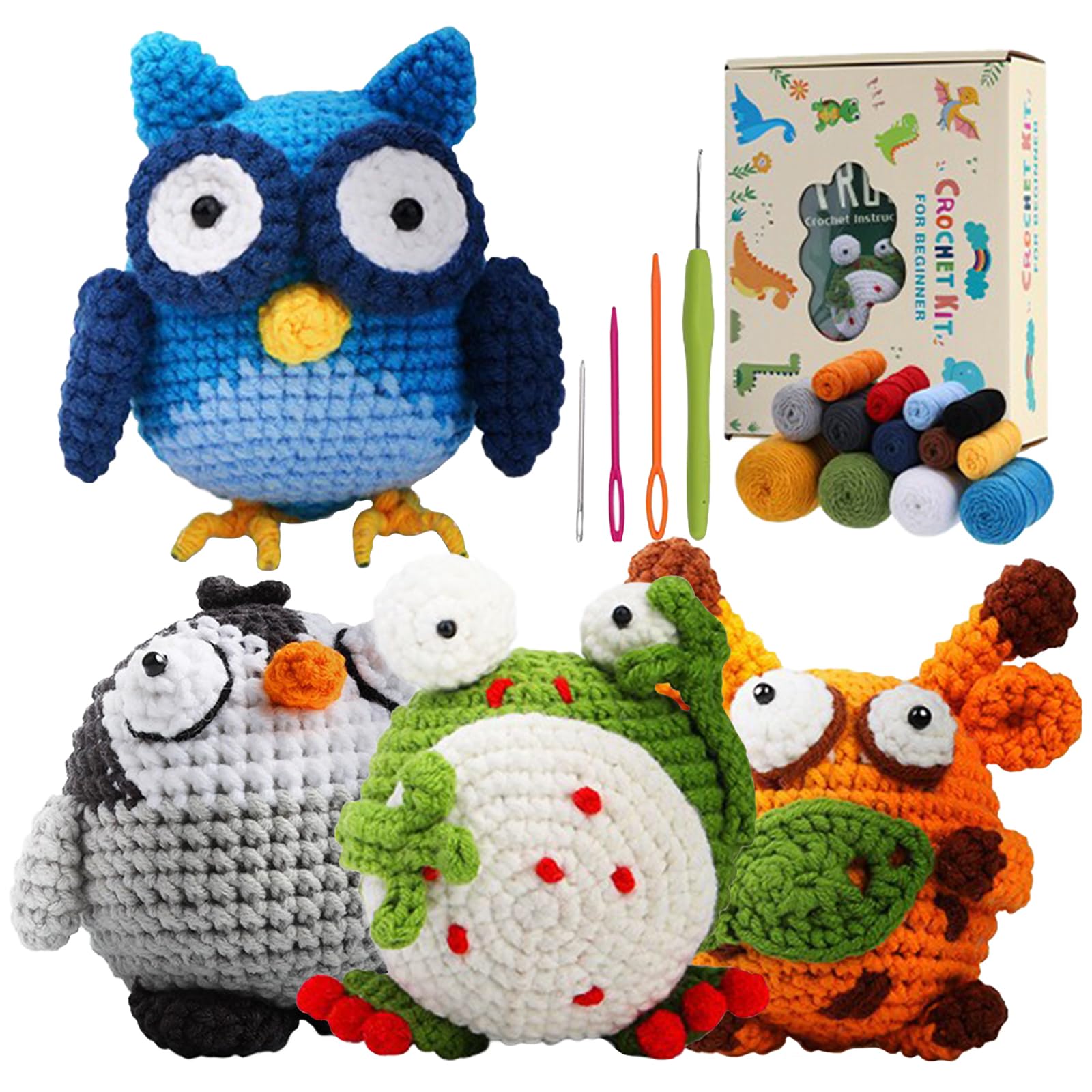 Elegauit Cute and Fun Little Dolls Crochet Kit with Ergonomic Hooks, Premium Yarn, Storage Organizer Case - Complete Starter Set for Beginner to Advanced Crafters