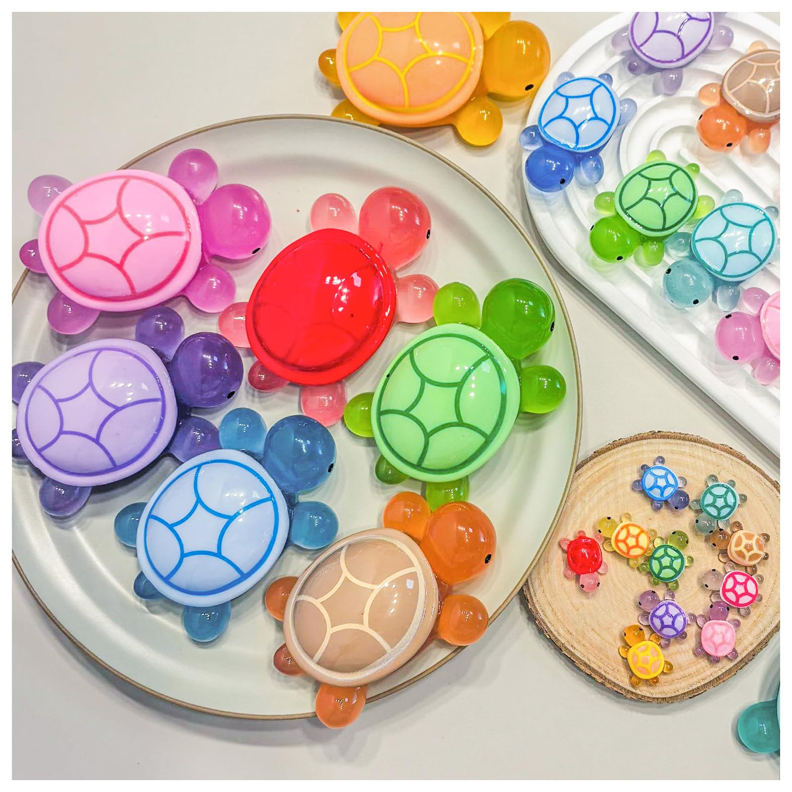 Tiny Animals 240PCS Glow In The Dark Mini Resin Turtles - Tiny Sea Turtles For Crafts & Miniature Gardens Mini Things - Foto 4