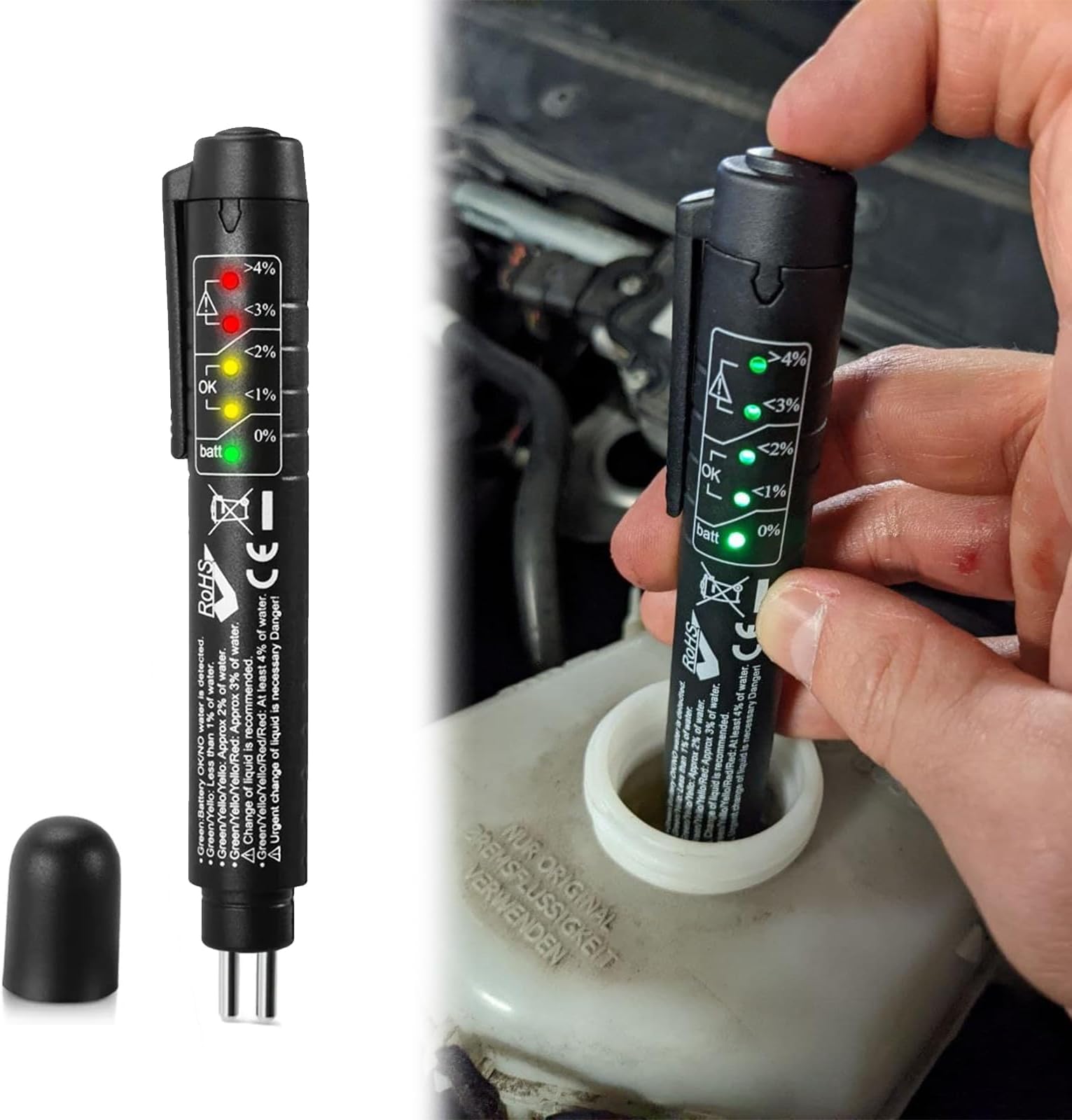 Brake Fluid Liquid Tester Pen, DOT 3 DOT 4 DOT 5.1 Brake Diagnostic Testing Pen, Auto Brake Fluid Liquid Oil Analyzer with 5 LED Indicators, Universal Car Accessories