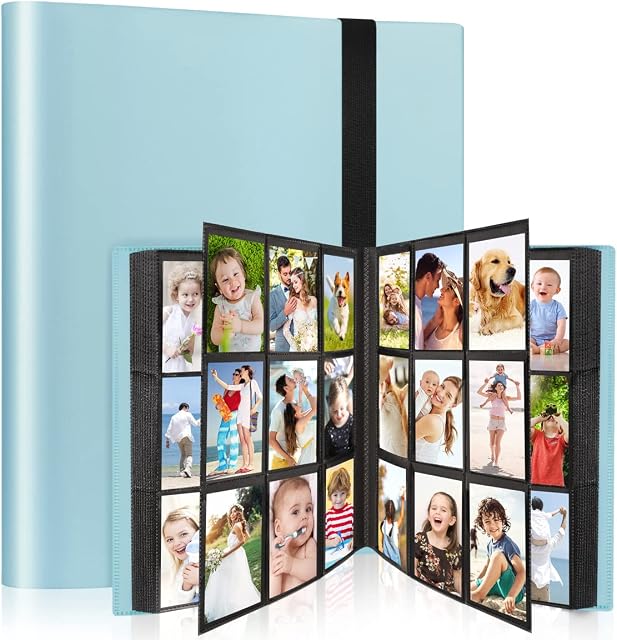 LUROON 432 Pockets Mini 3inch Film Album for Fujifilm Instax Mini 11/10/9/8/90/25, Polaroid Snap PIC-300, Kodak Mini 3inch Film, etc, Train Movie Ticket Card Collection Book Storage Book Blue