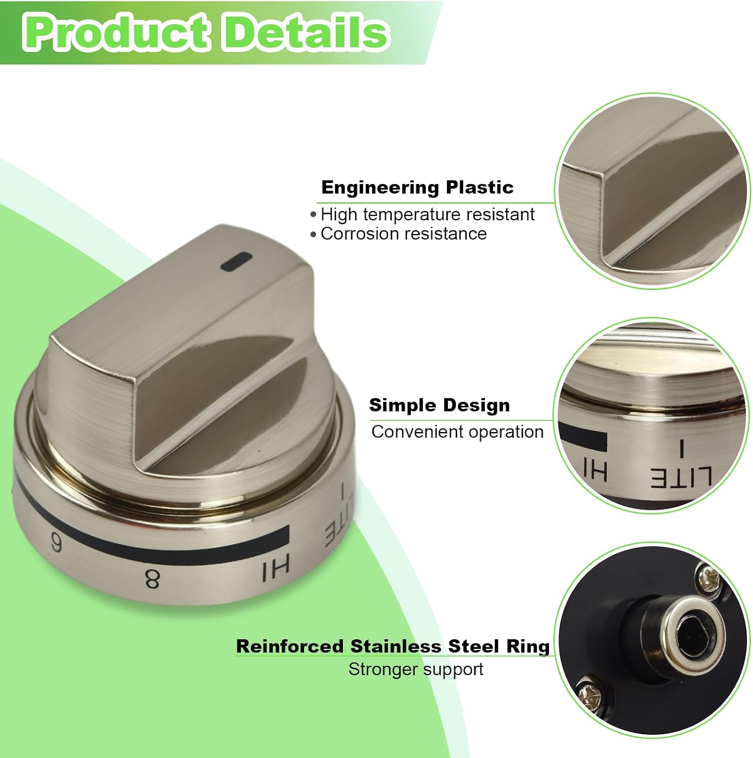AEZ73453509 Gas Stove Knobs Replacements, 5 Pack Oven Knobs Compatible with LG LDG3016ST LRG3060ST LDG3011ST LRG3091ST Gas Range Knobs etc, Replaces AEZ72909008 AEZ73453503
