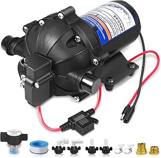 DEEKOOL EF5500-BOX 12V Diaphragm Sprayer Pump: 5.5GPM 60PSI Self-Priming Soft Wash Pump for Agriculture, RV, Boats & Irrigation