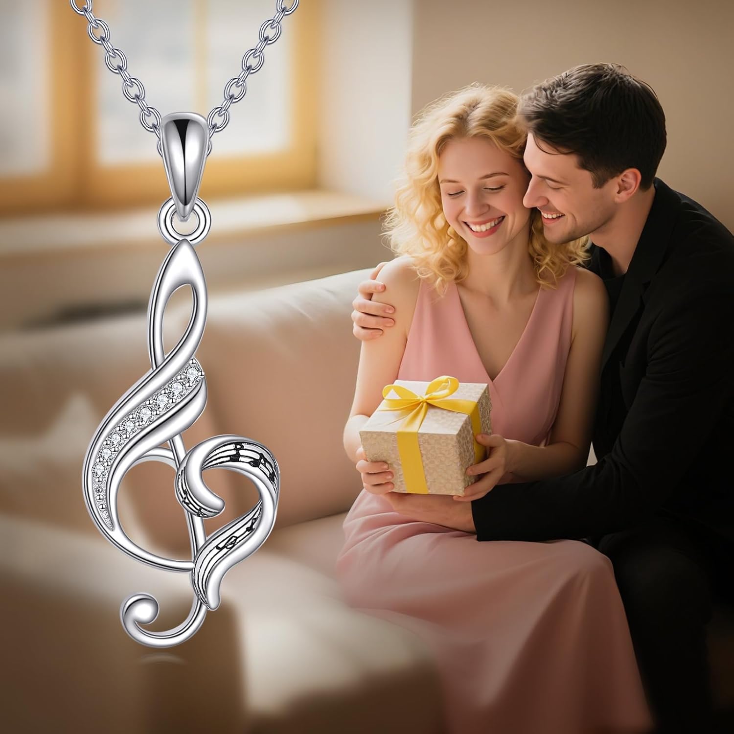 Music Necklaces 925 Sterling Silver Earphone/Guitar Pick/Music Note Pendant Necklace Anniversary Birthday Gifts - Image 6