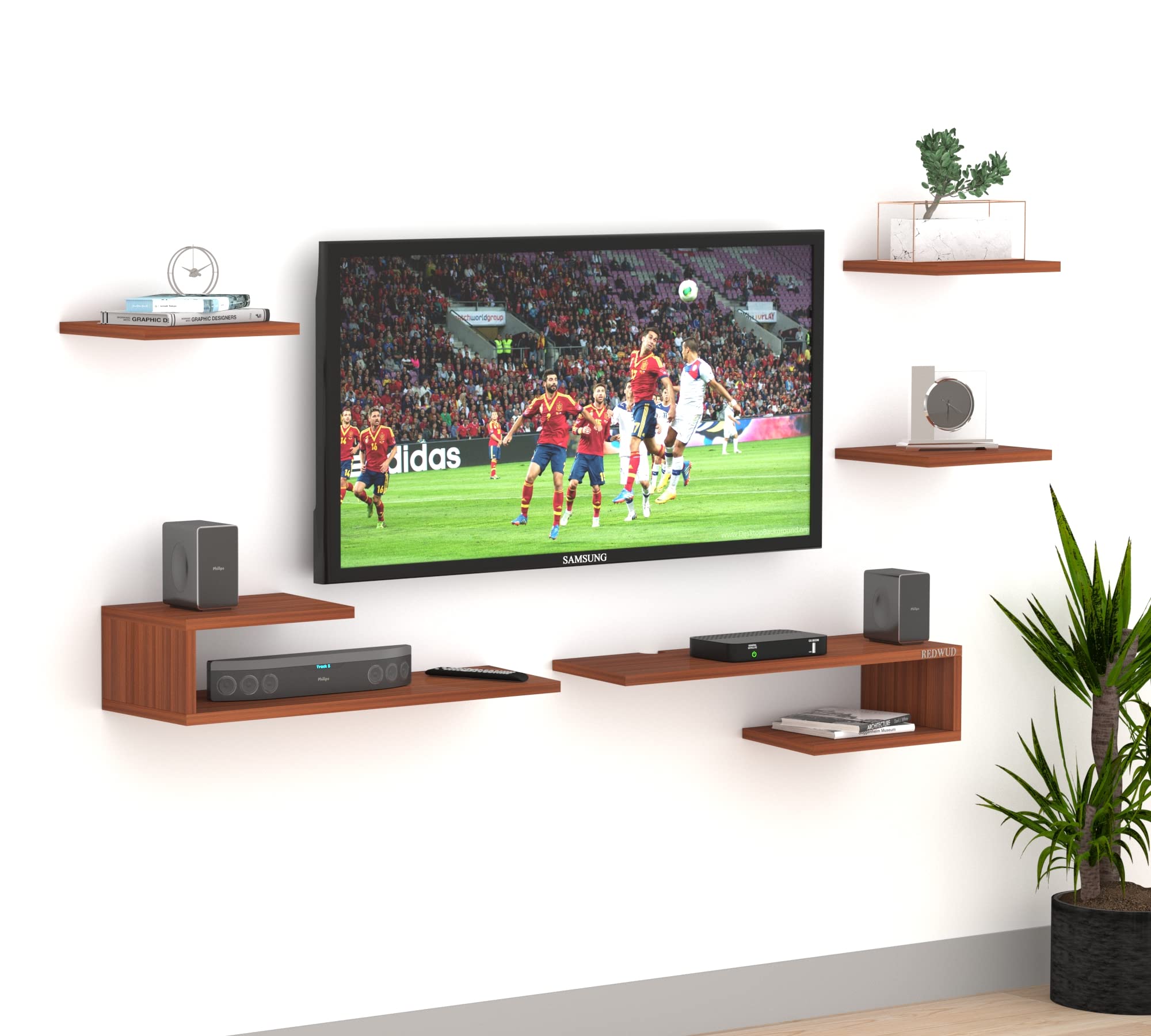 Redwud Tainy Engineered Wood TV Entertainment Unit/ | TV Stand | TV Cabinet | Wall Mount TV Unit for Living Room (Walnut) Matte Finish (D.I.Y)-image-20