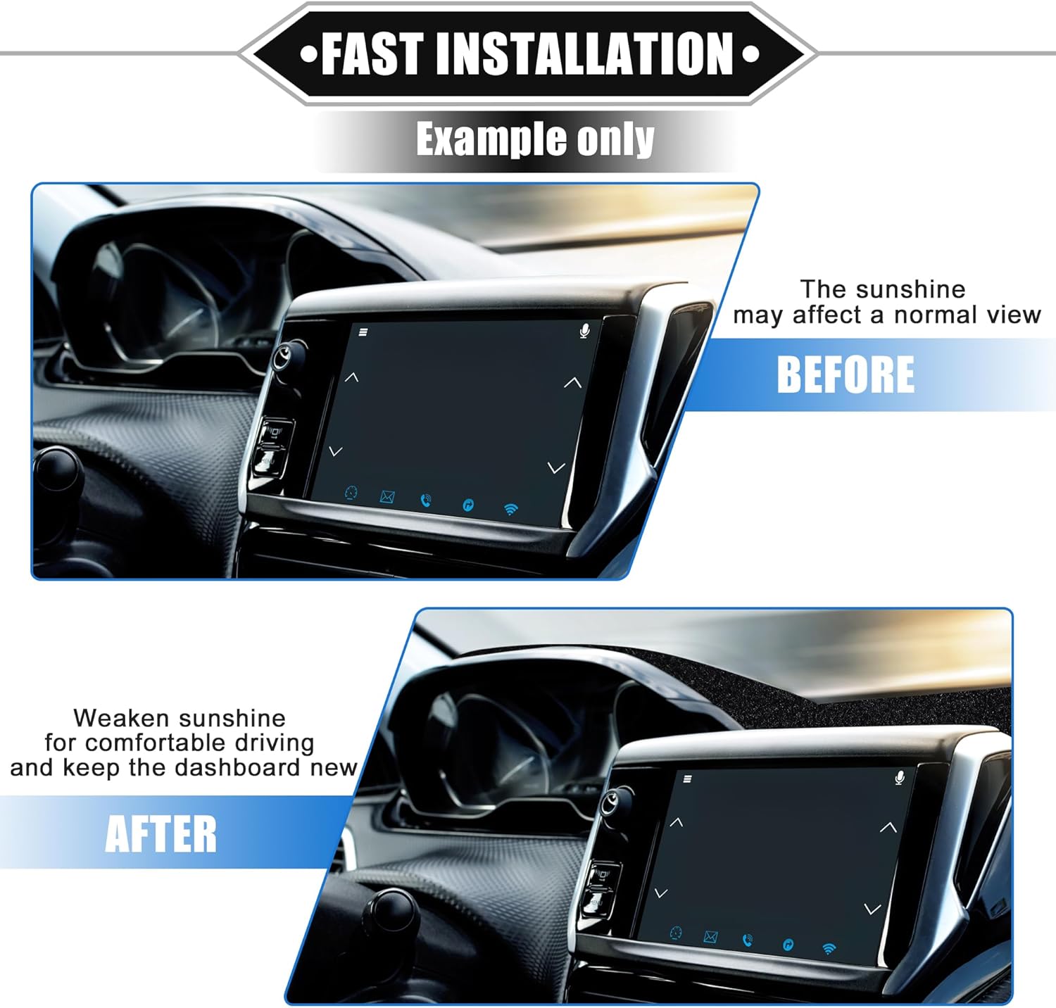 Car Dashboard Cover Mat Compatible for Subaru Legacy 2010-2014, Protective Polyester Black Center Console Interior Trim Dash Board Mat