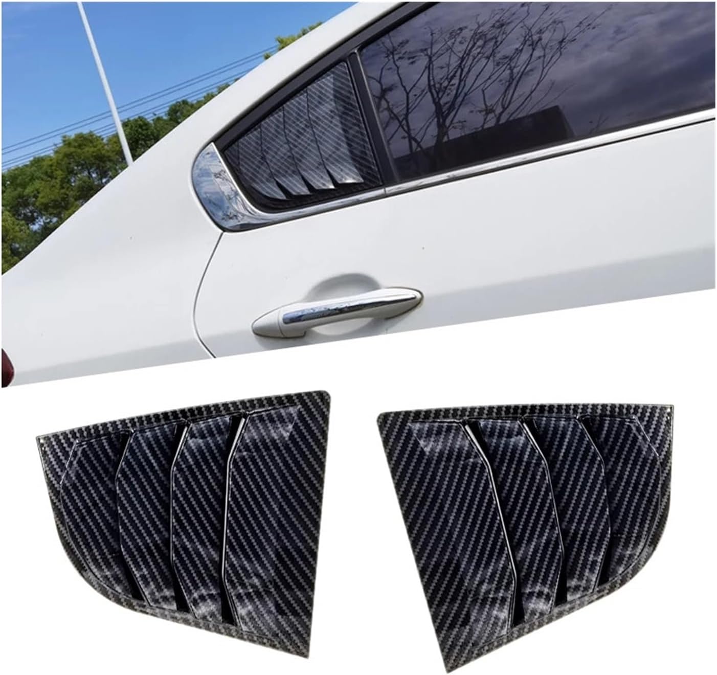 Car Rear Louver Window Compatible with KIA Forte K3 2013-2018 Side Shutter Cover Trim Sticker Vent Scoop Frame ABS Carbon Fiber Accessories