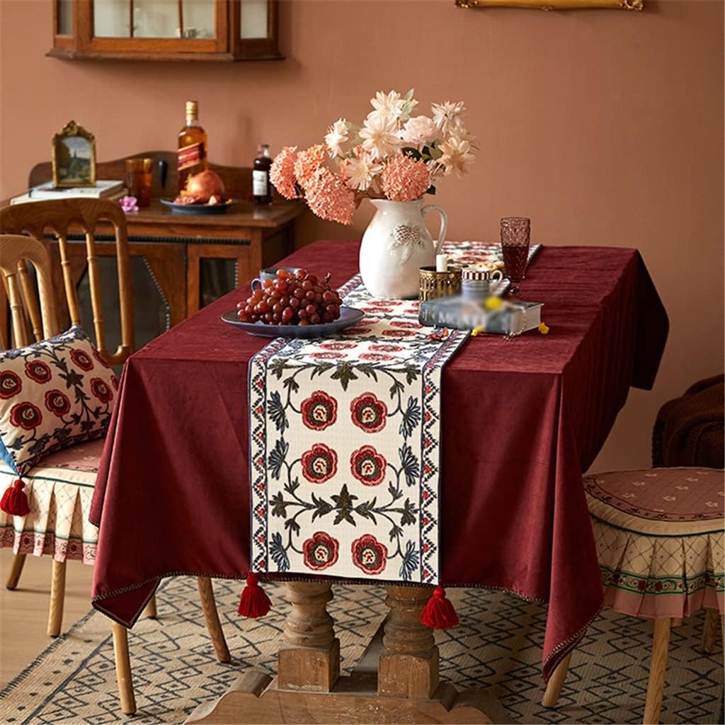 Wool Embroidered Table Runner Wedding Coffee Table Cloth American TV Cabinet Cover Cloth (Color : A, Size : 35 * 205cm)