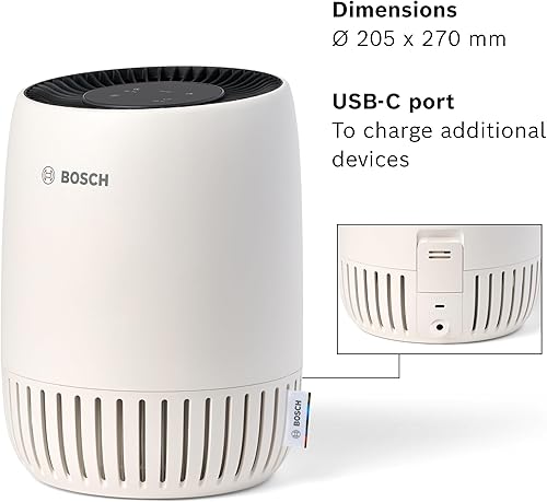 Bosch Air 1000 Air Purifier - Removes Pollutants, Includes Air Filter and Sleep Mode (< 25 dB(A)) - For Areas up to 23 m² - With Auto Mode - CADR: 100 m³/h - 6