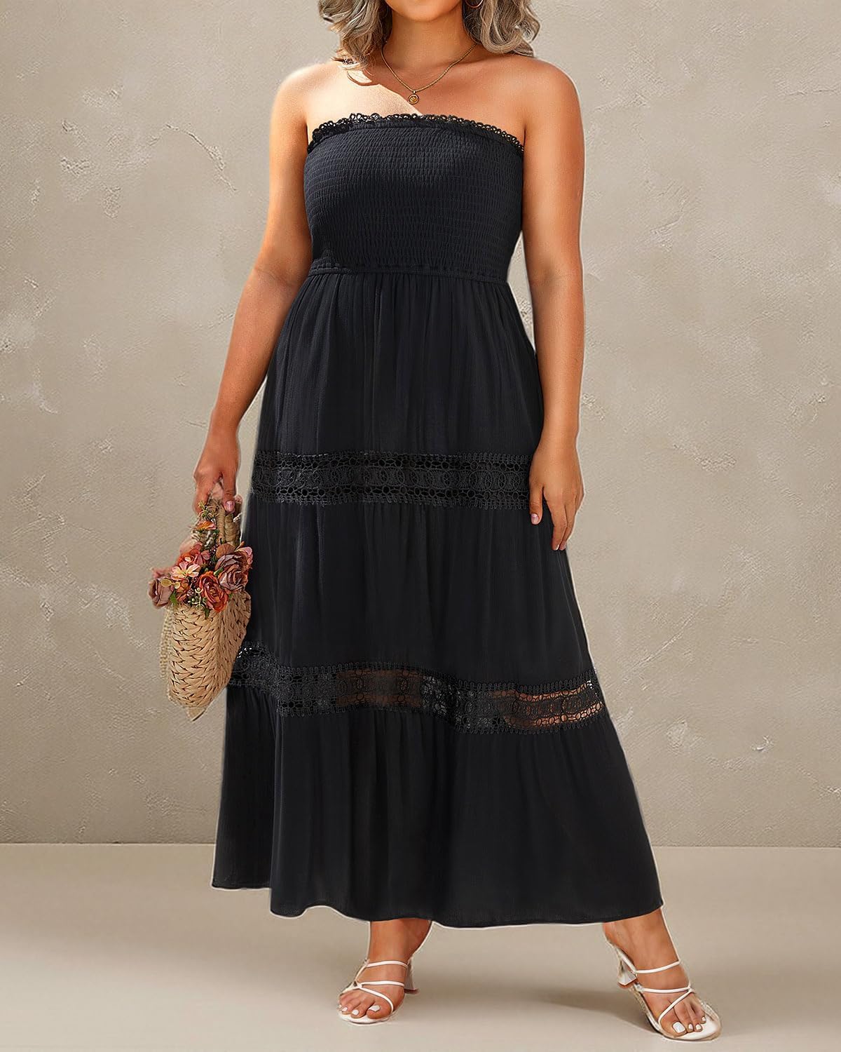 Plus Size Summer Dress- Beach Tube Casual Boho Strapless Flowy Long Sun Maxi Dresses - Image 6