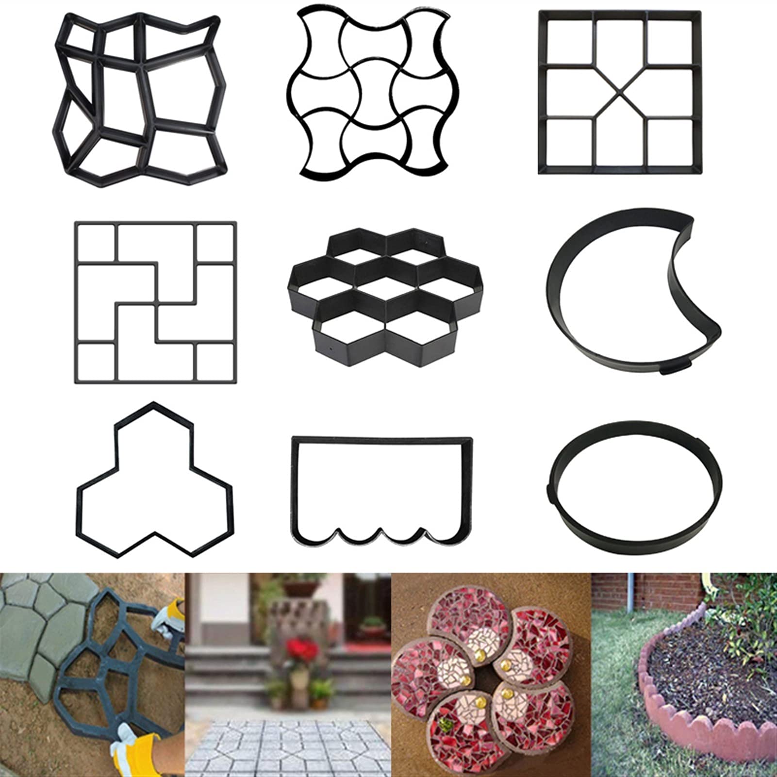 Molde Reutilizable Para Cemento,Molde Pavimentació Moldes de hormigón Piso de jardín DIY Pavimentación Molde Home Garden Ruta Manualmente Cemento Ladrillo Stepping Roadway Stone Road Mold Herramienta