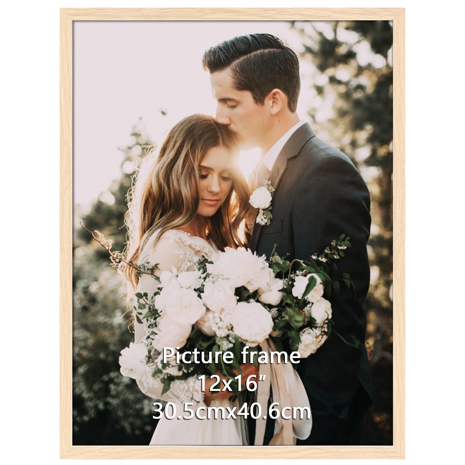 Giftgarden 30x40cm Picture Frame Oak Colour, Wall-Mounted 12x16 inch Picture Frame for Landscape, Portrait and Artwork - Horizontal or Vertical Display