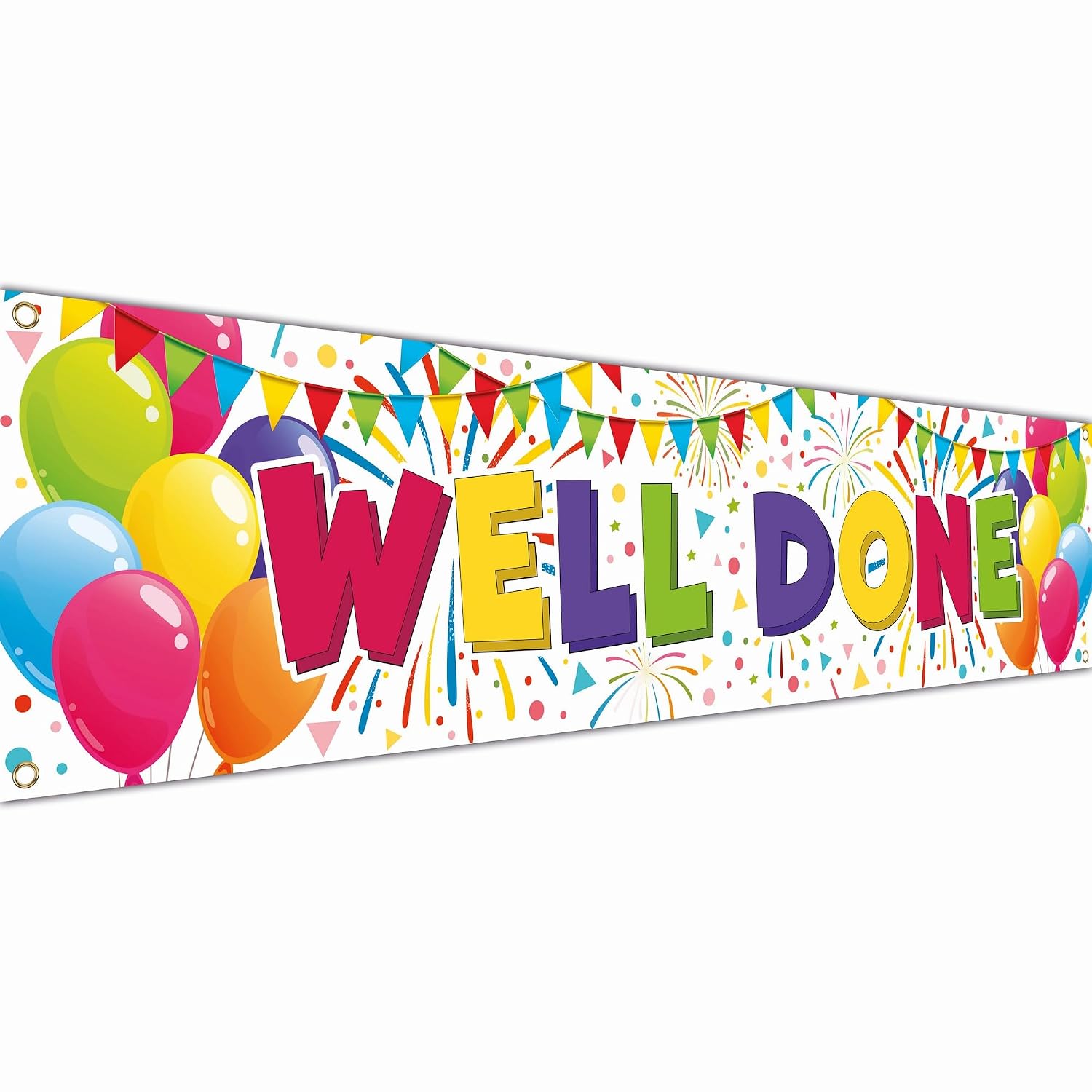 Congratulations Banner - Graduation Decorations 180 x 40cm - Well Done Banner - We are so Proud of You - You Did It (White)