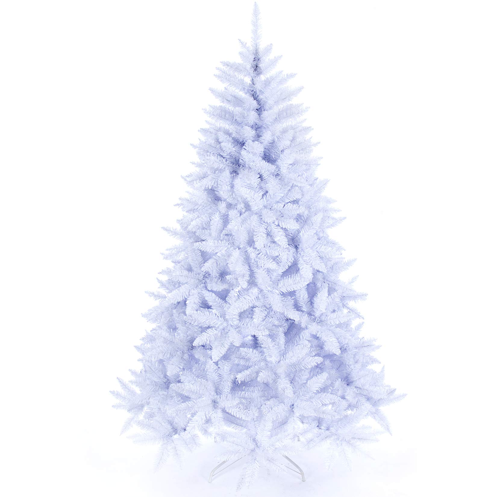 Artificial Christmas Tree Classic Xmas Pine Tree with Solid Metal Stand 5/6/7 FT Unlit (White)