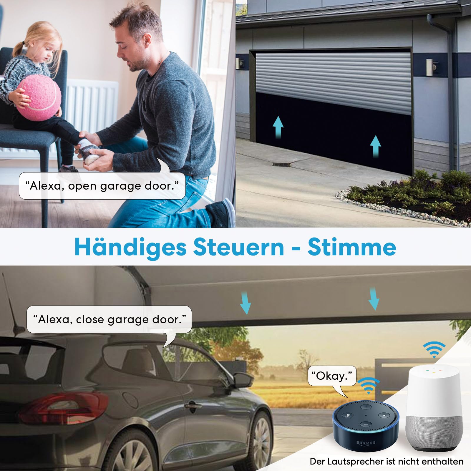 LoraTap ZigBee Smart Garagentorsteuerung | Integriertes Reed-Sensor-Relaismodul | USB 5V/DC 12-24V | Tuya App/Alexa Kompatibel | 15-Minuten-Installation