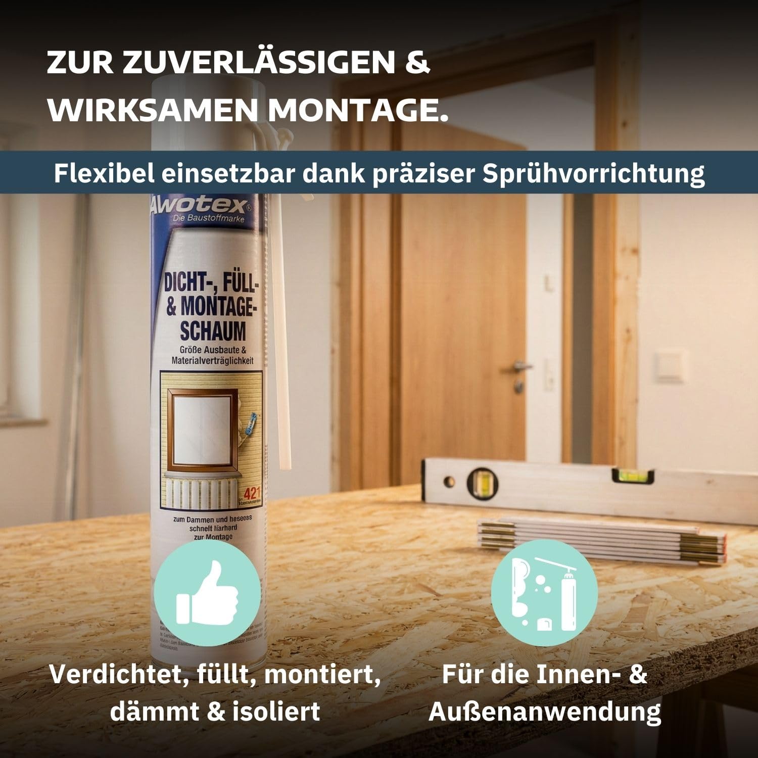 12 x Montageschaum B2 500 ml 1-K I Bauschaum Dämmschaum ohne FCKW & HFCKW I Klebeschaum für Dämmplatten I Montageschaum außen I Montageschaum Türzarge I Überstreich- & überputzbar