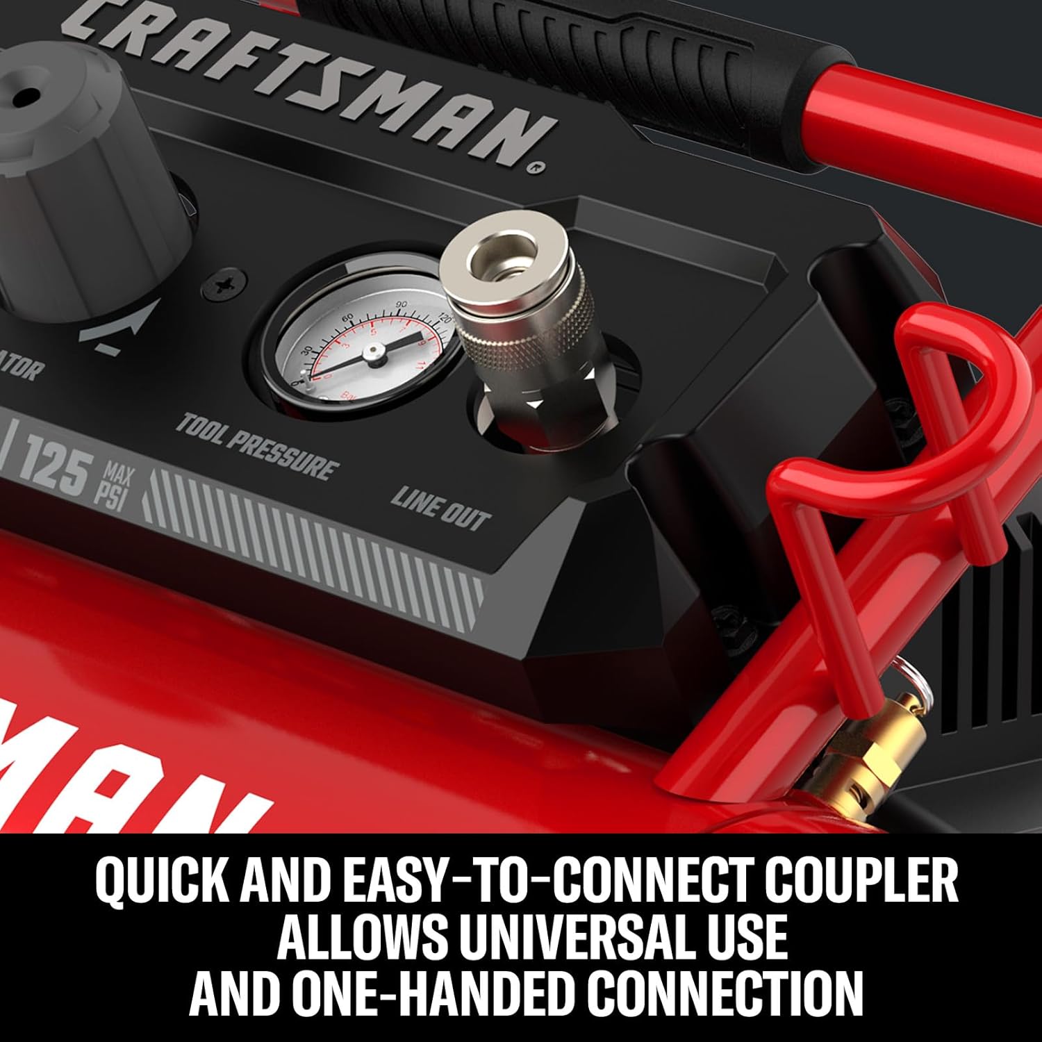 CRAFTSMAN Air Compressor, 2 Gallon Portable Air Compressor 1/3HP Max 125 PSI Oil-Free Light Weight with 10 PCS Accessory Kit - Image 3