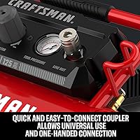 Vista 3 de CRAFTSMAN Compresor de aire, compresor de aire portátil de 2 galones, 1/3 HP máximo 125 PSI sin aceite, peso ligero con kit de accesorios de 10