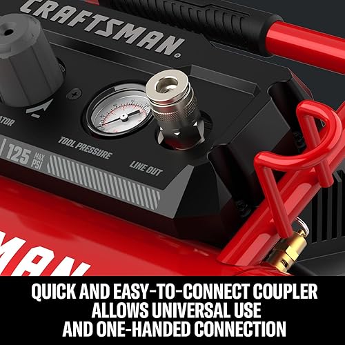 Miniatura 3 de CRAFTSMAN Compresor de aire, compresor de aire portátil de 2 galones, 1/3 HP máximo 125 PSI sin aceite, peso ligero con kit de accesorios de 10