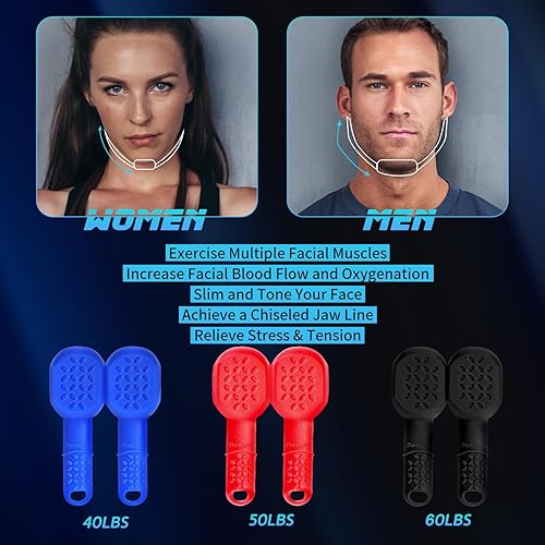 Miniatura 3 de Bonsture Ejercitador de mandíbula para hombres y mujeres, 3 niveles de resistencia (6 piezas) tabletas de silicona para ejercitar la mandíbula,