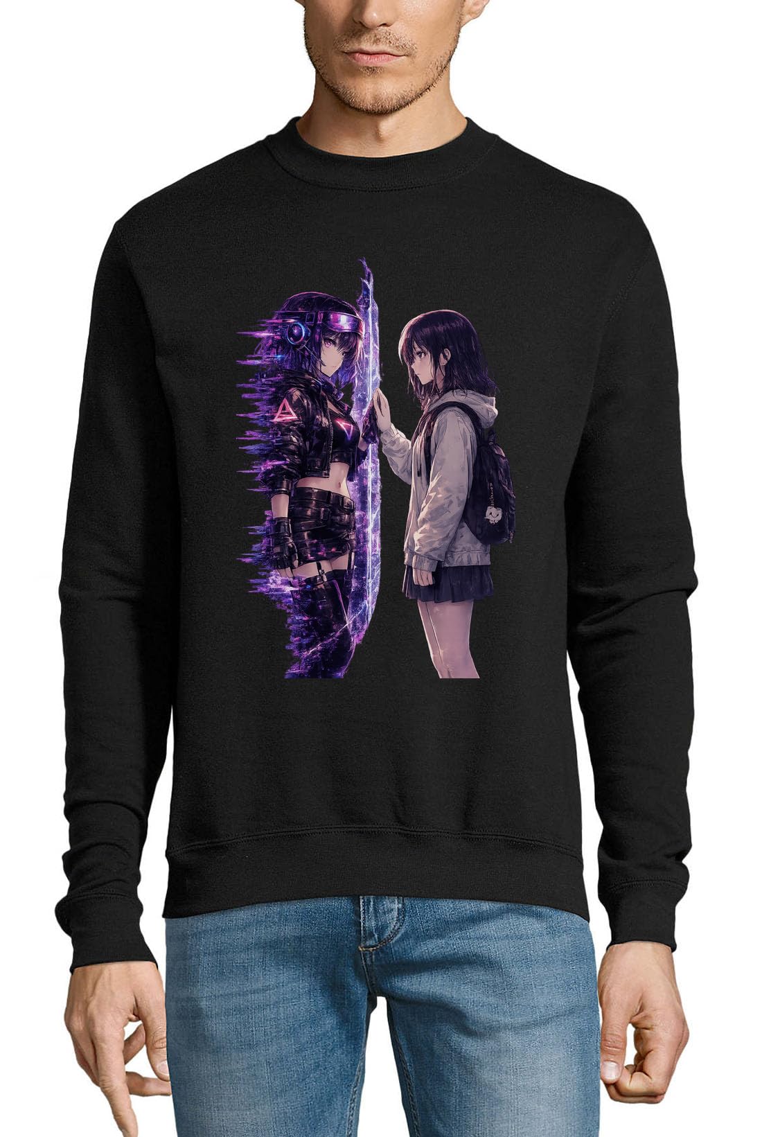 Reflection Between Two Realms Baumwollpullover Sweatshirt Pullover Pullover Schwarz
