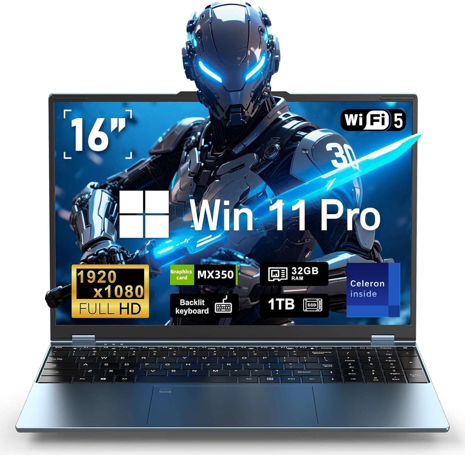 16-Inch Gaming Laptop, GeForce MX350 Discrete Graphics Gaming Laptop, Notebook Processor N95 (up to 3.4Ghz), 16GB RAM 1TB SSD, FHD 1920×1080, Backlit Computer Keyboard, Type-C