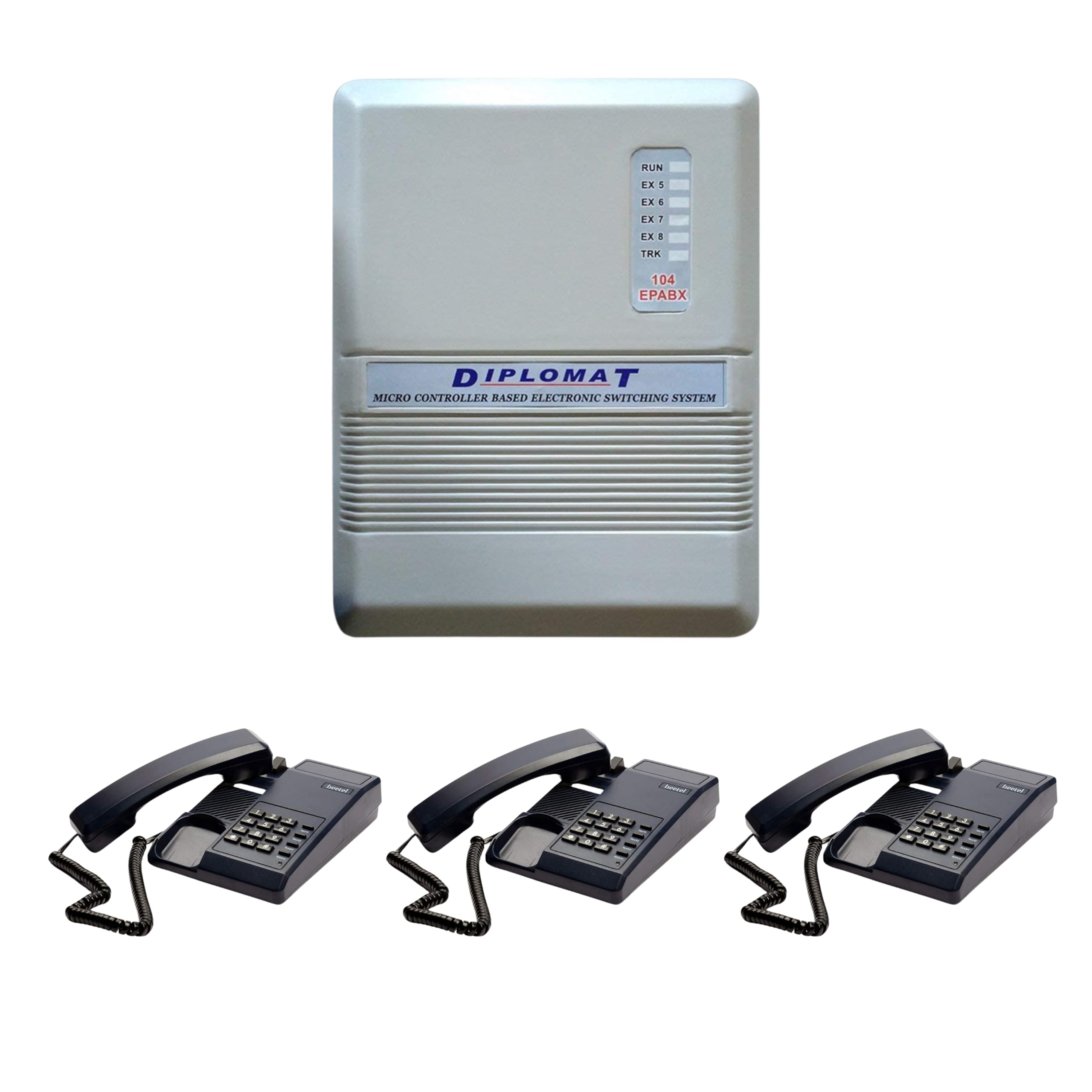 Navkar Systems Diplomat EPABX 104 Intercom System and 3 Beetel Phone Set-image-45