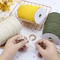 Vista 5 de JeogYong - Cuerda de macramé trenzada 5mm x 90m, cuerda de algodón trenzada de 8 hebras natural, cuerda de cordón de dibujo colorida para colgar