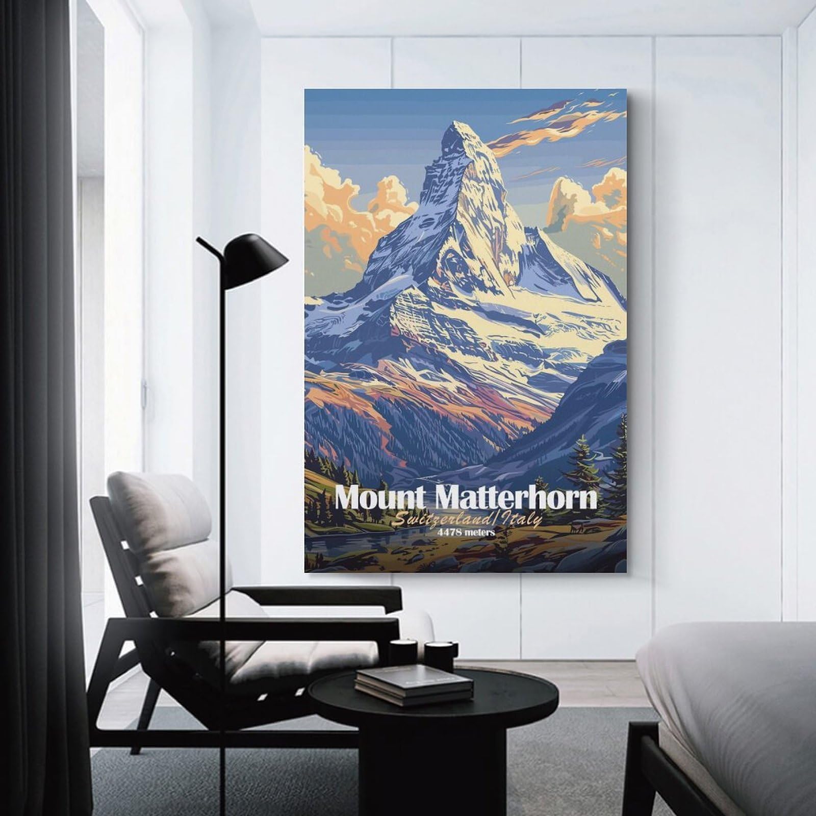 Junmoney Mount Matterhorn Hanging Wall Art 12x18inch(30x45cm), for Front Hall, Corridor Or Welcome Spaces, Wall Decor to Refresh Empty Corners