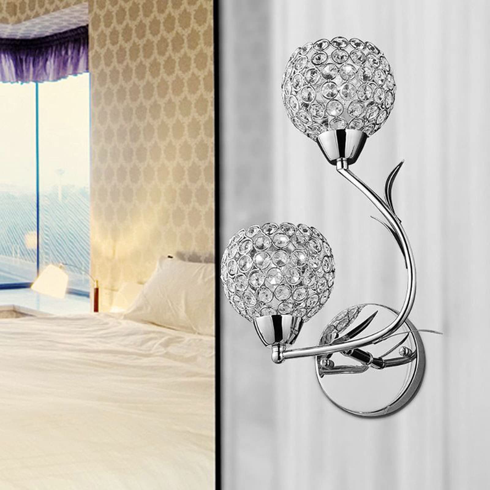 Applique da parete moderne decorative in cristallo Applique da parete for comodino Compatibile con decorazioni for la casa fai-da-te con lampadina con attacco E26/E27 NON inclusa, Applique da parete m