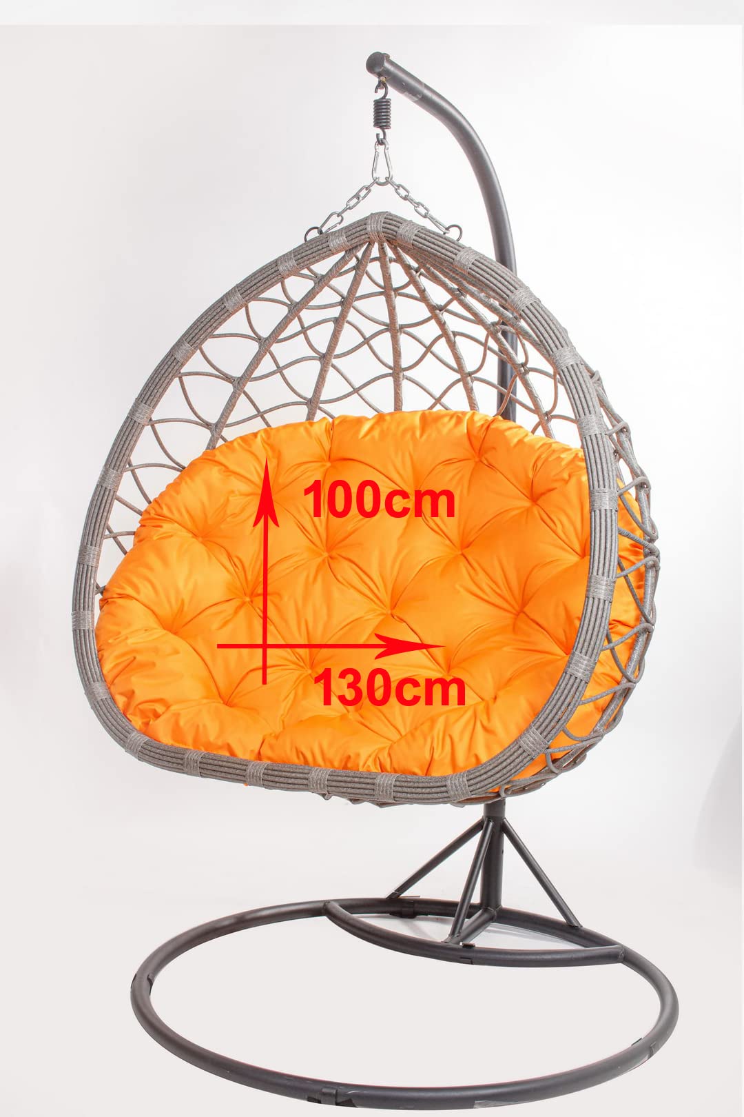 Cojín para sillón colgante, 130 x 100 cm, cojín para cesta colgante, cojín, cesta colgante, cesta de columpio, cojín de respaldo (naranja)