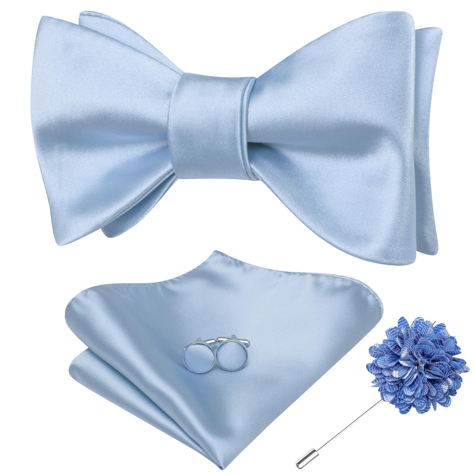 Dubulle Self Tie Bow Ties for Men Silk Paisley Bowtie Lapel Pin Set