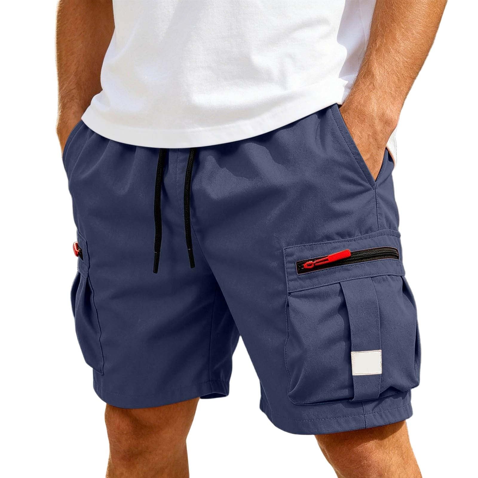 Generico Bermuda Cargo Uomo Estivi - Pantaloncini Corti da Lavoro con Tasche Laterali Pantaloncino Sportivi Shorts Cotone Pantaloni Leggeri per Trekking E Corsa S-3XL