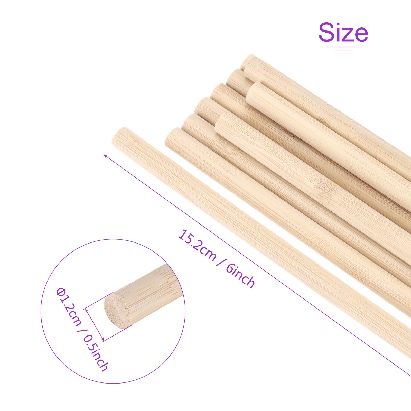 DMiotech 100 Pack 12mm x 150mm Wooden Dowel Rods Unfinished Natural Sticks Wood Craft Sticks for Home Decor Projects and Making DIY Craft,Wood Color - Image 3