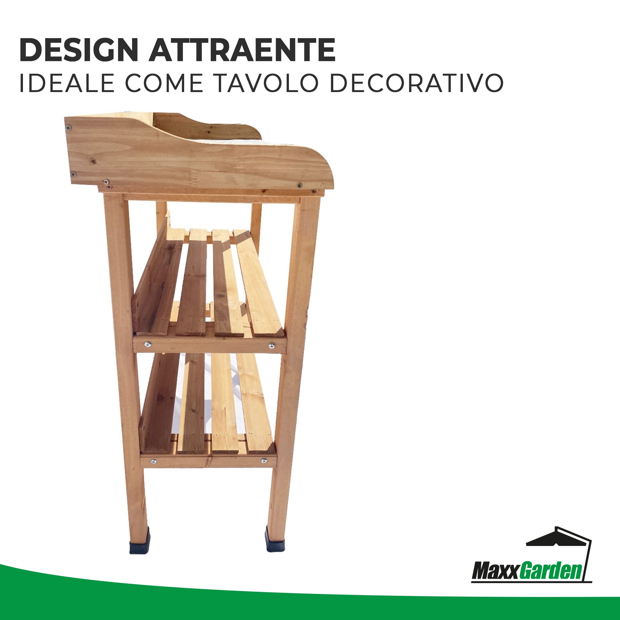MaxxGarden - Tavolo per piante, 80 x 40 x 86 cm, in legno con ripiano di lavoro