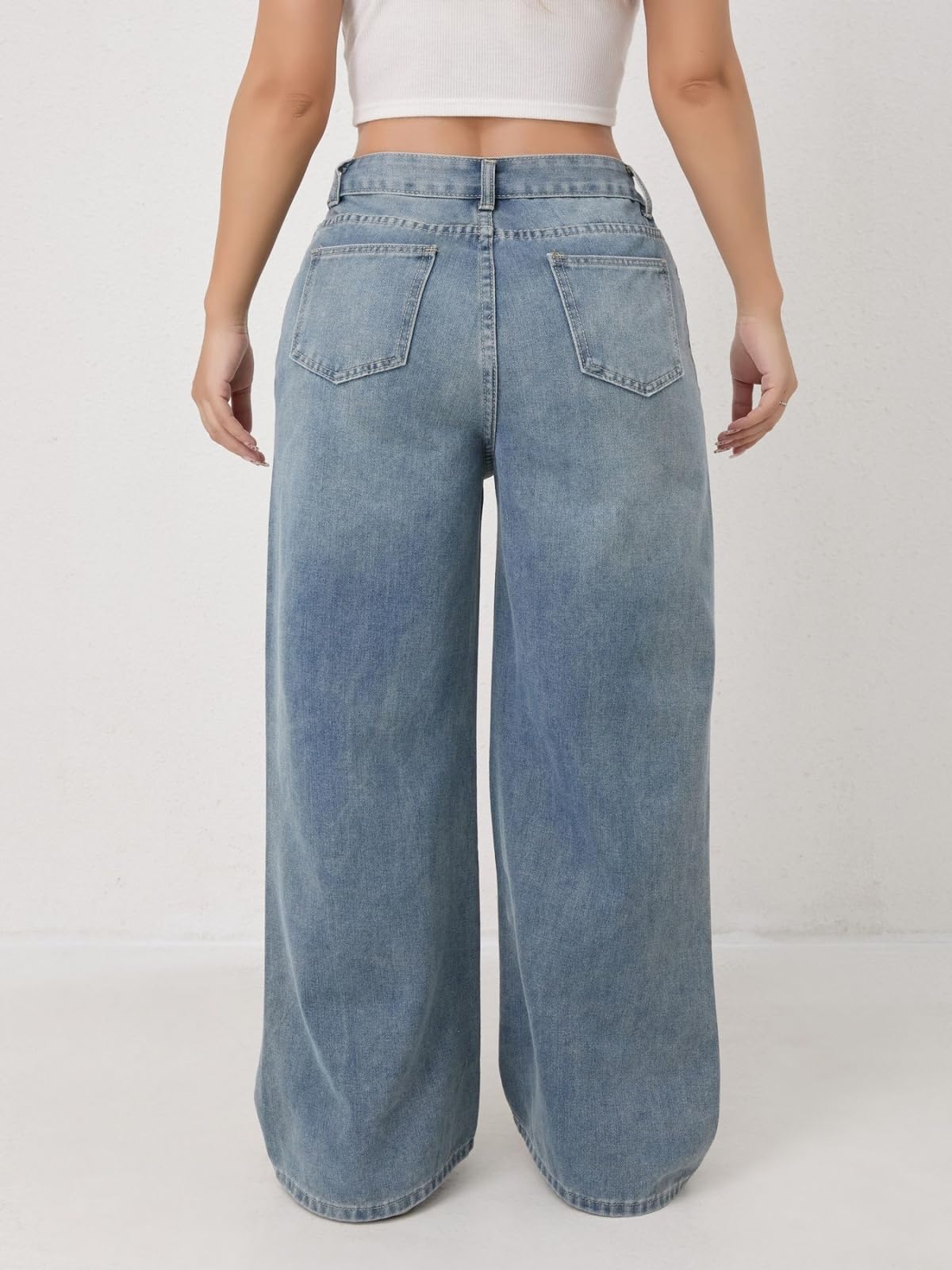 Jeans Donna Strappati A Gamba Retta, Comodi, Eleganti E Versatili per Le Donne -Blu Chiaro-l