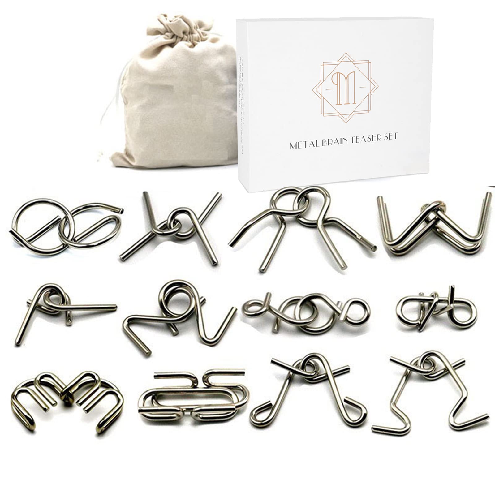 Educational 2 Sets Of Metal Brain Teaser Puzzle Rings - IQ Logic ...