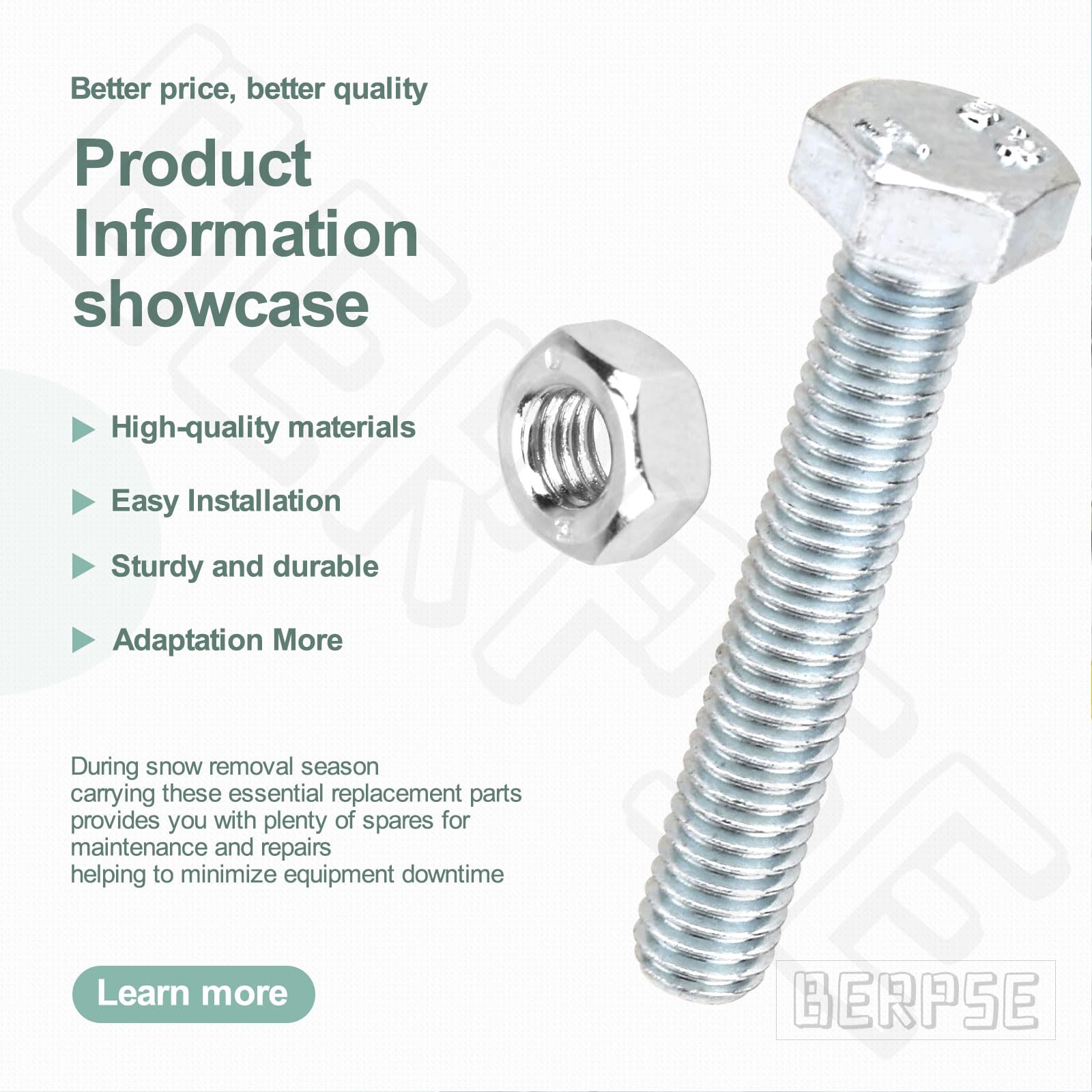 10-Pack Shear Bolts 19H1914 & M40333 For John Deere Snowblower (47" & 54" Models)