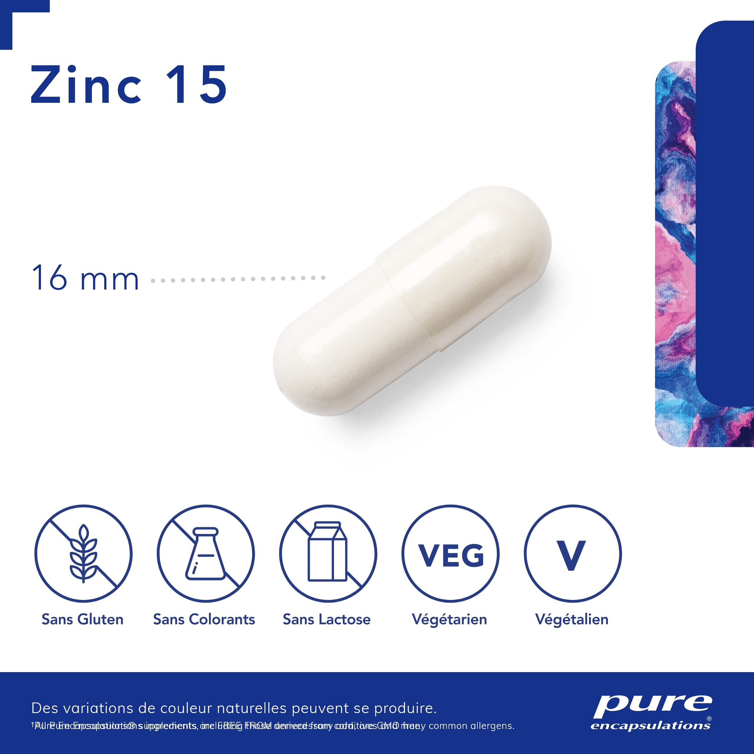 Pure Encapsulations - Zinc 15 - Picolinate de Zinc 15mg - Formule Hautement Absorbable - Soutien au Fonctionnement Normal du Système Immunitaire - 60 Gélules Véganes