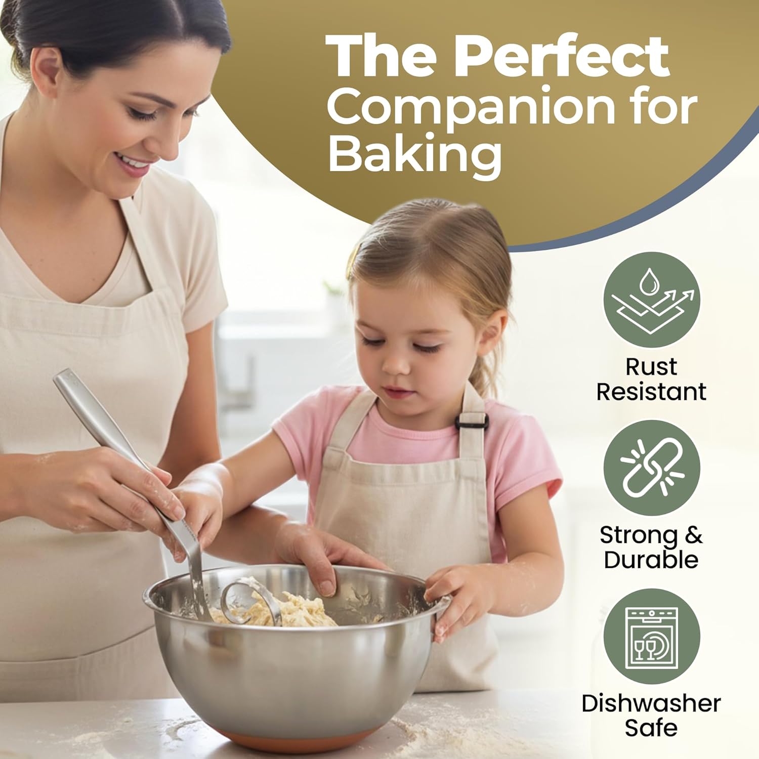 Seamless Dough Whisk, Stainless Steel Danish Dough Wisk, 9" Bread Whisk for Sourdough, Cookies, Pizza, Pastry, Dishwasher Safe Dough Hook thumbnail