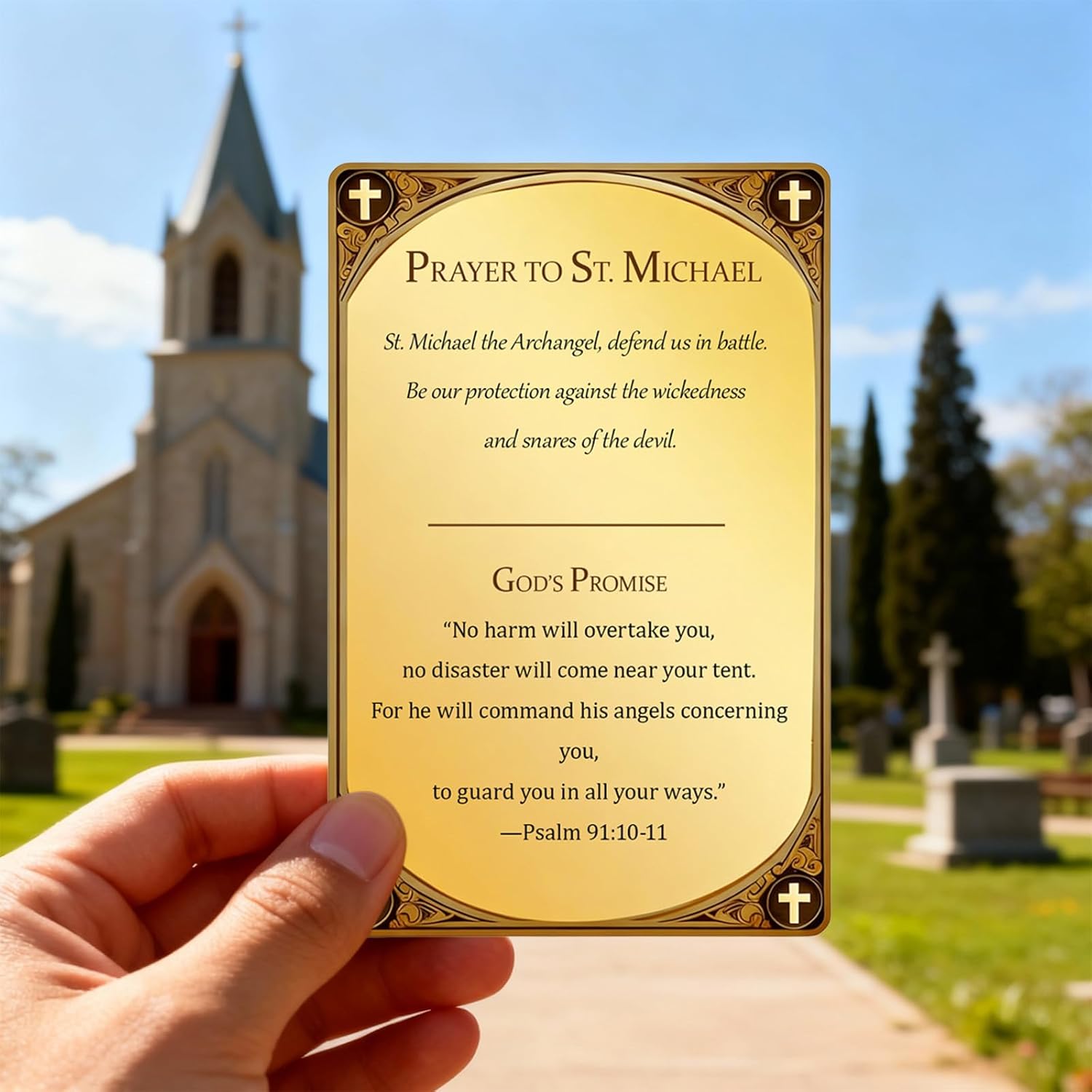 St Michael Prayer Cards, Catholic Saint Cards with Archangel Michael Design, Religious Party Favors for Church Events, Inspirational Gifts for Friends Family and Coworkers (120 pcs Gold)