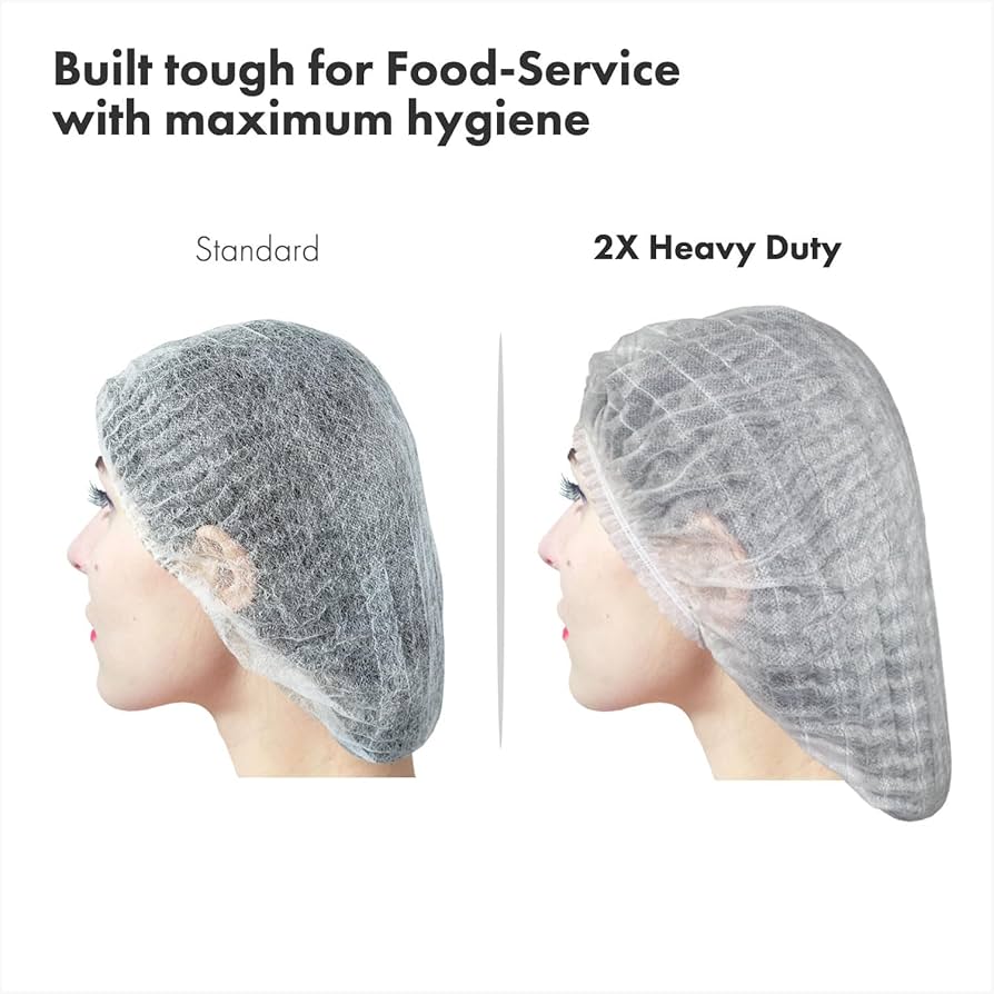 100 Count 2x Heavy Duty Hair Nets Food Service Black - M Grill