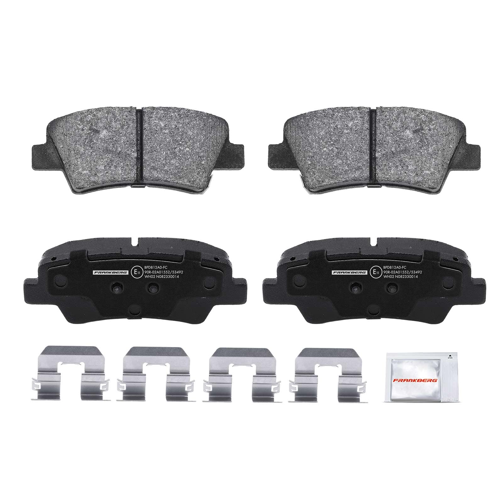 Frankberg Set di pastiglie freno comprensivo di 4 pastiglie freno | 583023KA35, 583023RA70; Compatibile con: Tucson Van/SUV TLE, Optima Sportswagon JF, Rio III UB, i20 GB IB, Optima JF