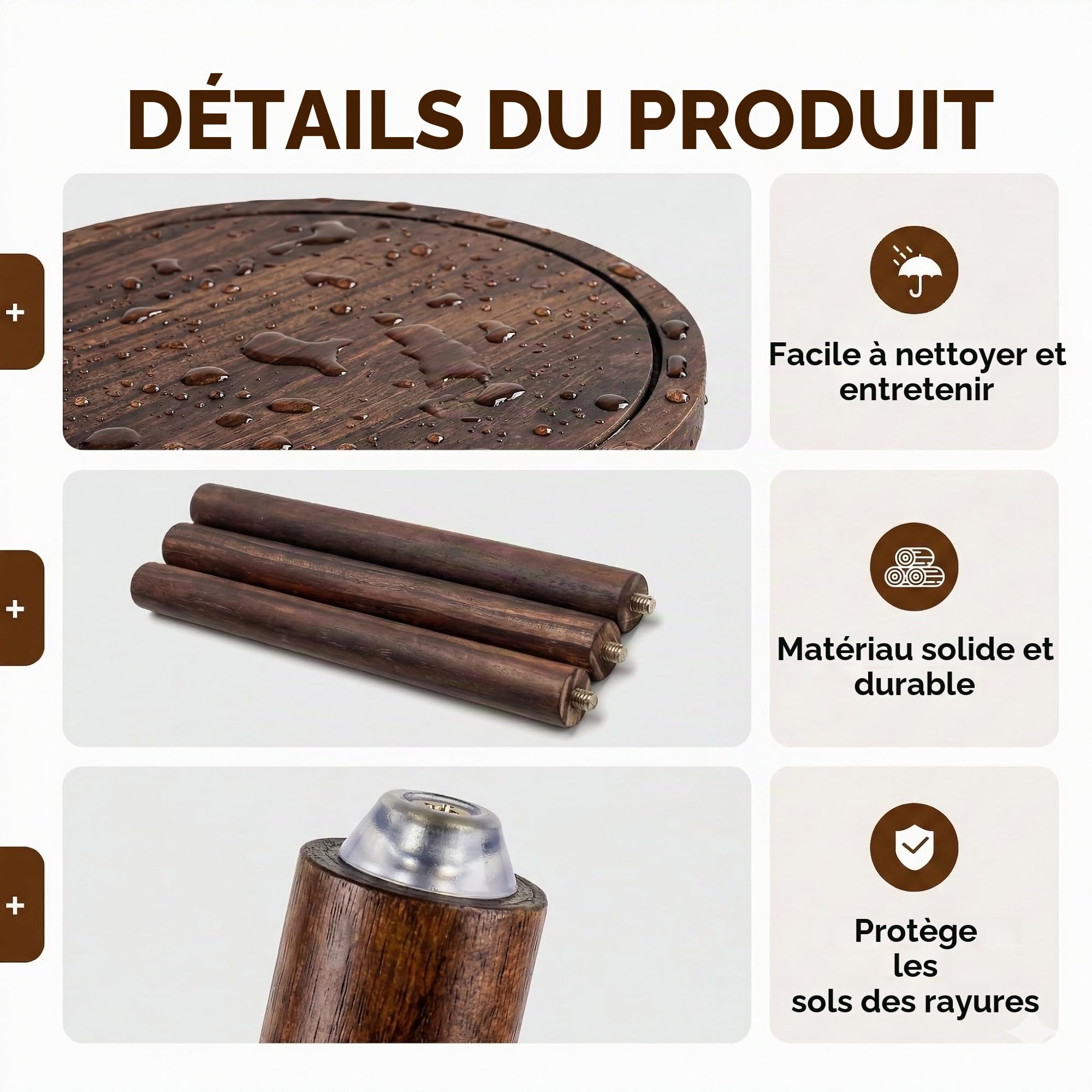 Bamworld Lot de 3 supports de plantes d'intérieur simples pour plusieurs plantes, tabouret d'angle en bois pour terrasse, jardin, balcon, salon, chambre à coucher (marron)
